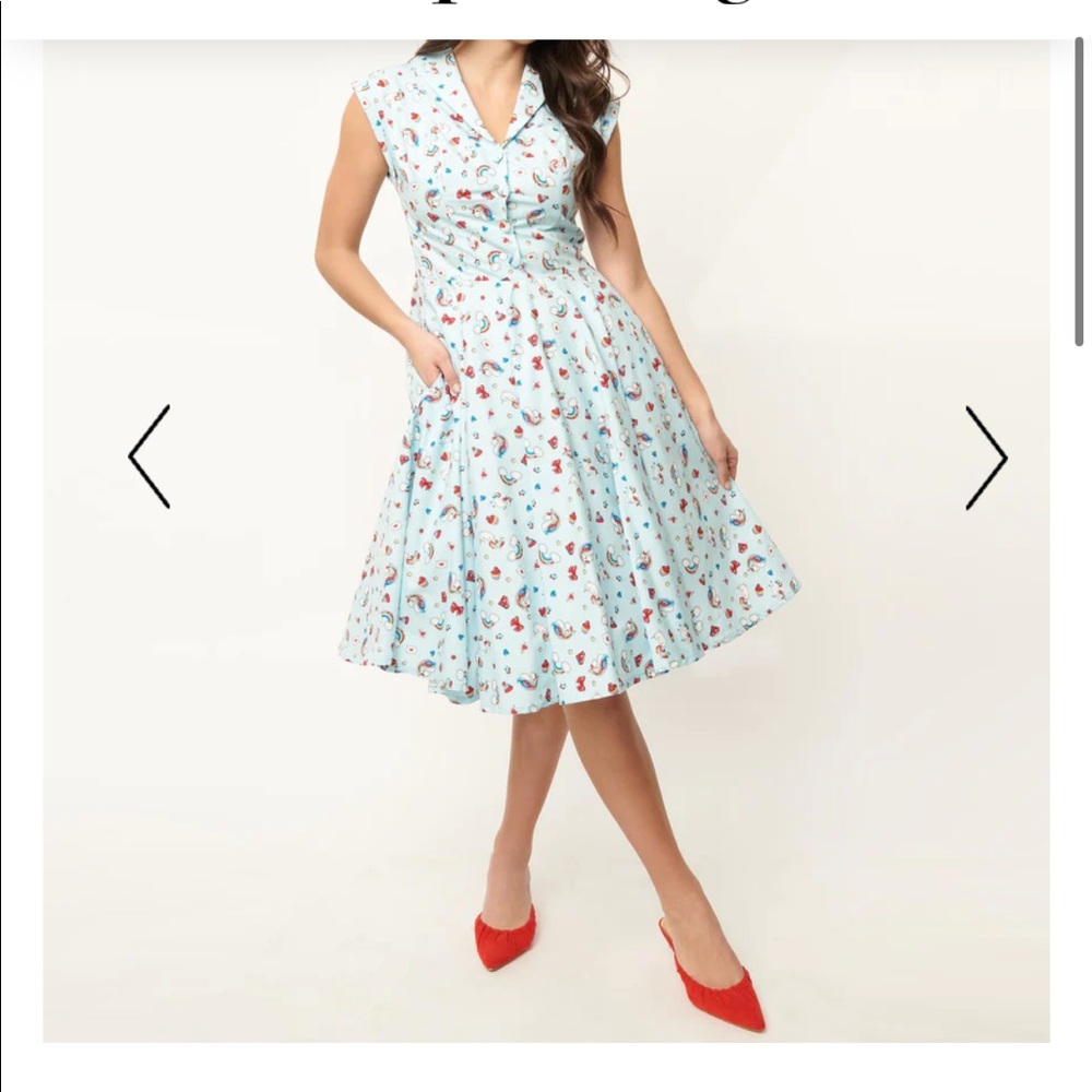 Magnolia Place Light Blue MagicalCharm Unicorn Print Tamara Swing Dress